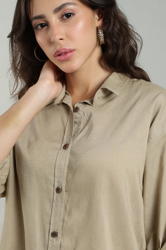 Beige Linen Shirt for Women — Pure Linen
