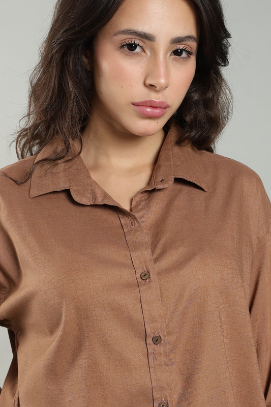 Women’s Rust Linen Shirt