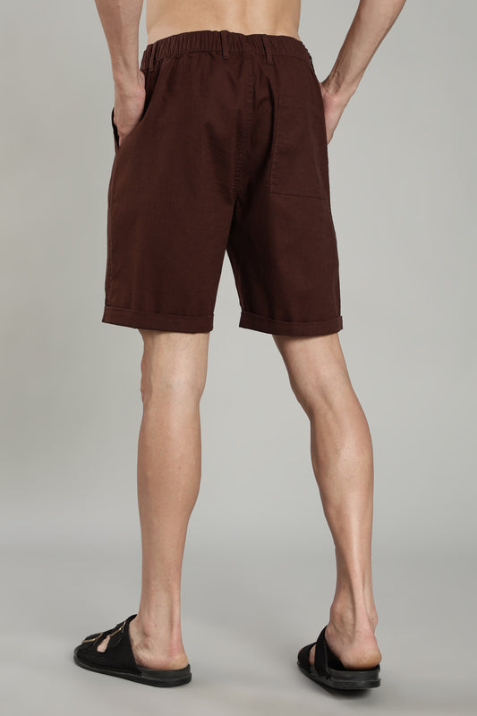 Cotton linen brown shorts