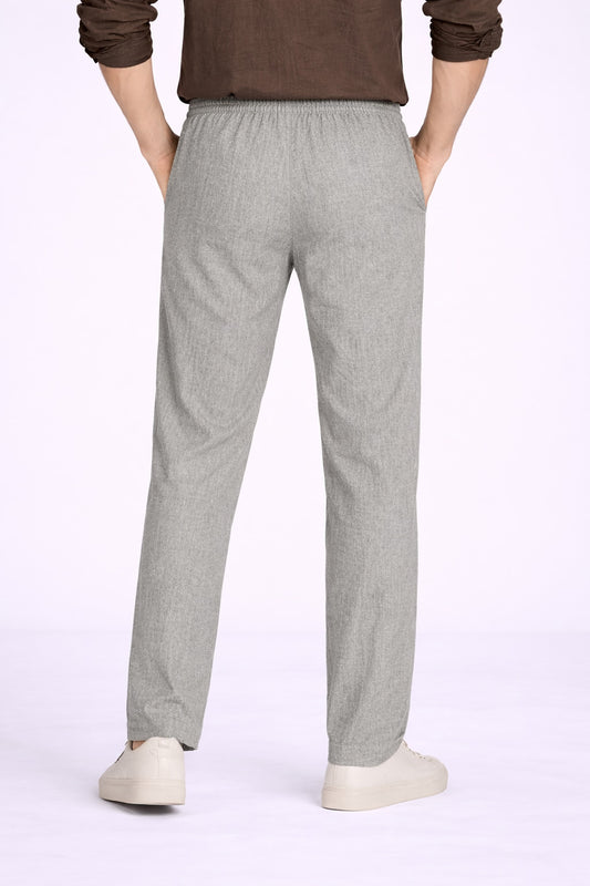 Greenish Brown Cotton Linen Blend Pant For Men