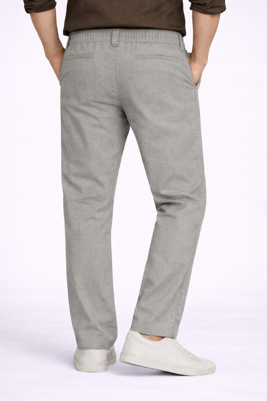 Grey Cotton Linen Trousers for Men