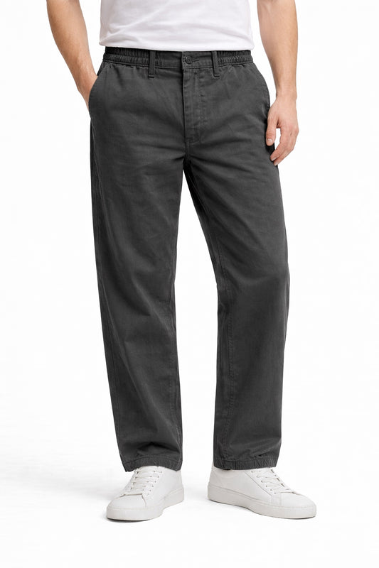 Men’s Dark Grey Twill Trousers | Smart Casual Pants