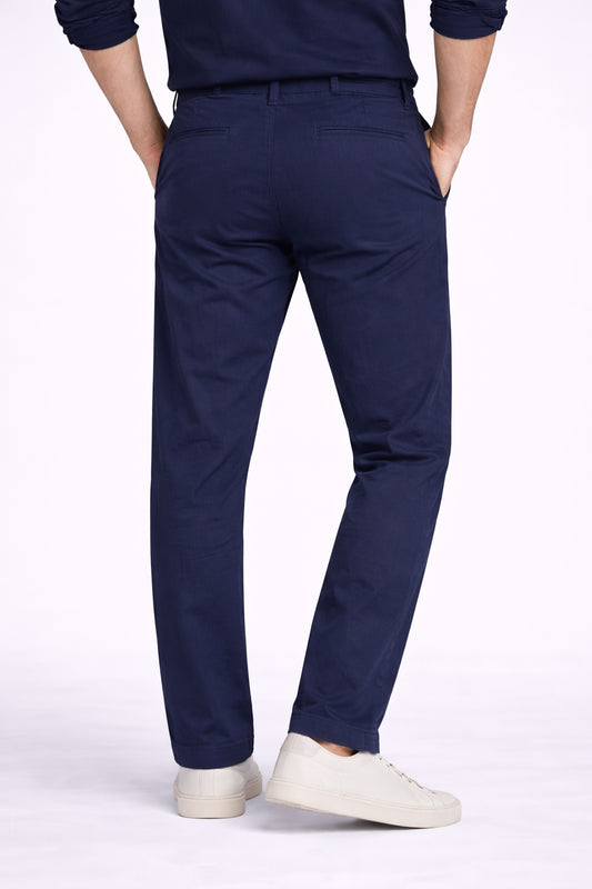 Navy Cotton Linen Trousers for Men