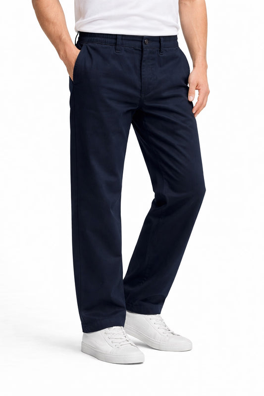 Men’s Navy Blue Twill Trousers | Smart Casual Pants