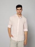 FRENCH LINEN BLEND RELAXED FIT PINK  MEN'S SHIRT