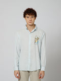 Surfing Linen Blend Relaxed fit Sky Blue Men's Shirt