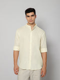 FRENCH LINEN BLEND RELAXED FIT BUTTER YELLOW MEN'S SHIRT
