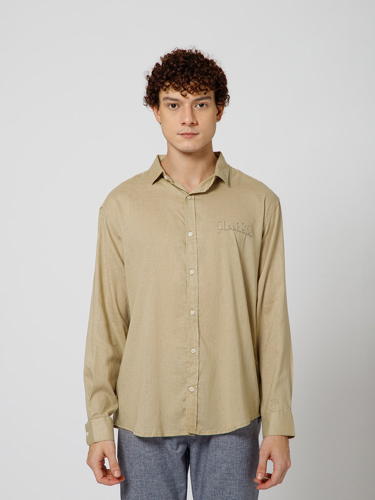 Mykonos Linen Blend Relaxed fit Beige Men's Shirt
