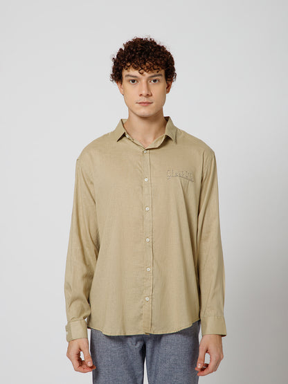 Mykonos Linen Blend Relaxed fit Beige Men's Shirt