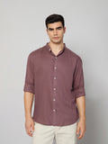 FRENCH LINEN BLEND RELAXED FIT PURPLE MEN'S SHIRT