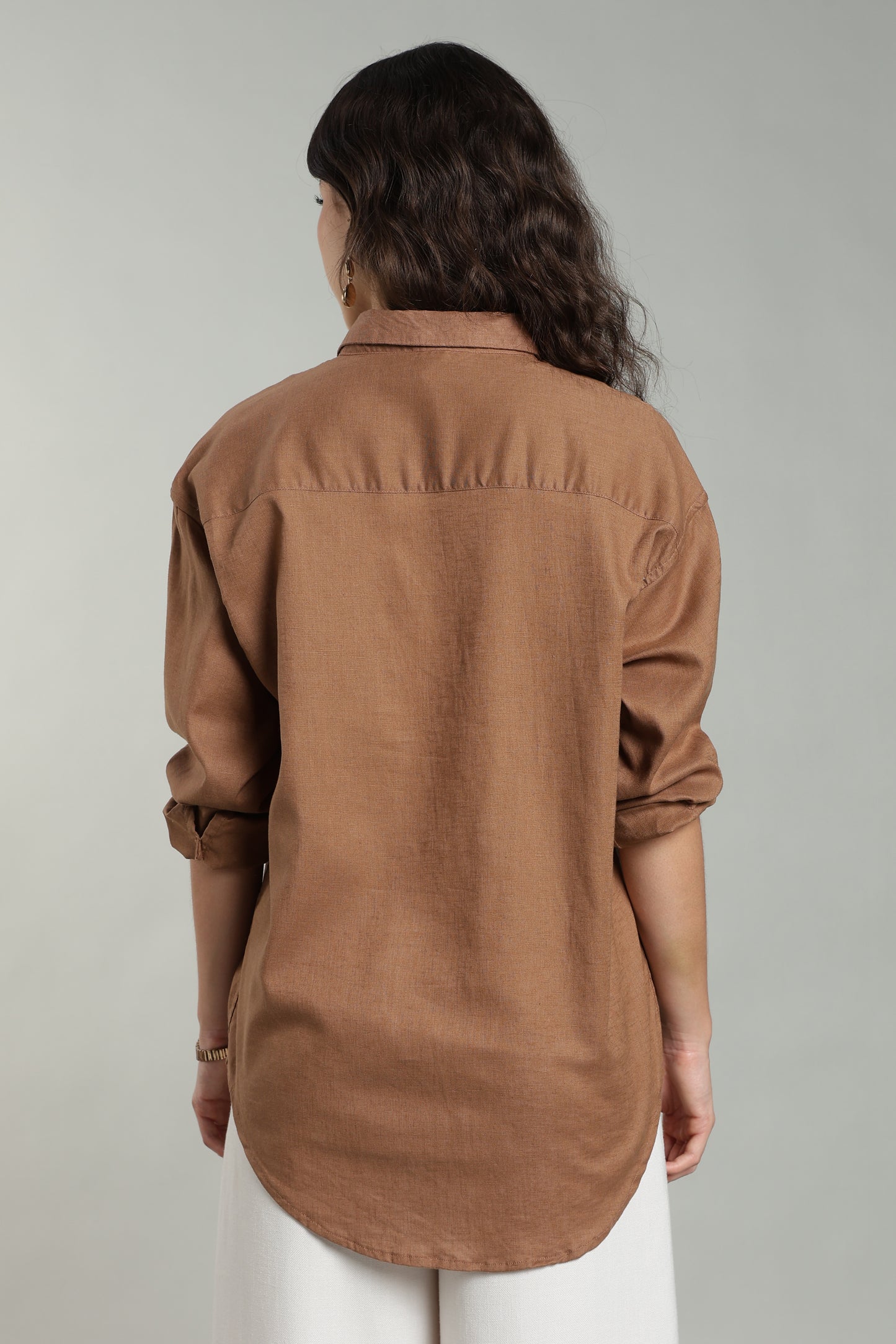 Women’s Rust Embroidered Linen Shirt