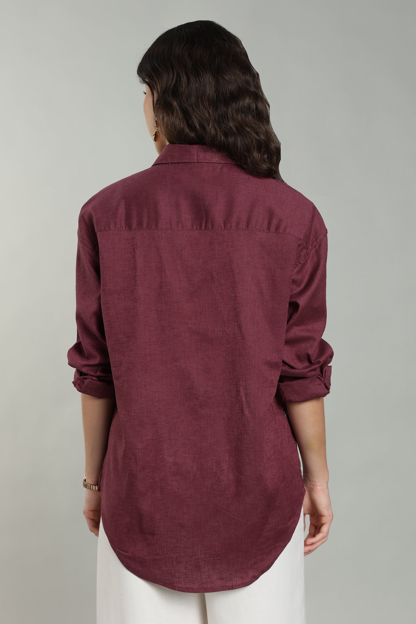 Women’s Cherry Embroidered Linen Shirt