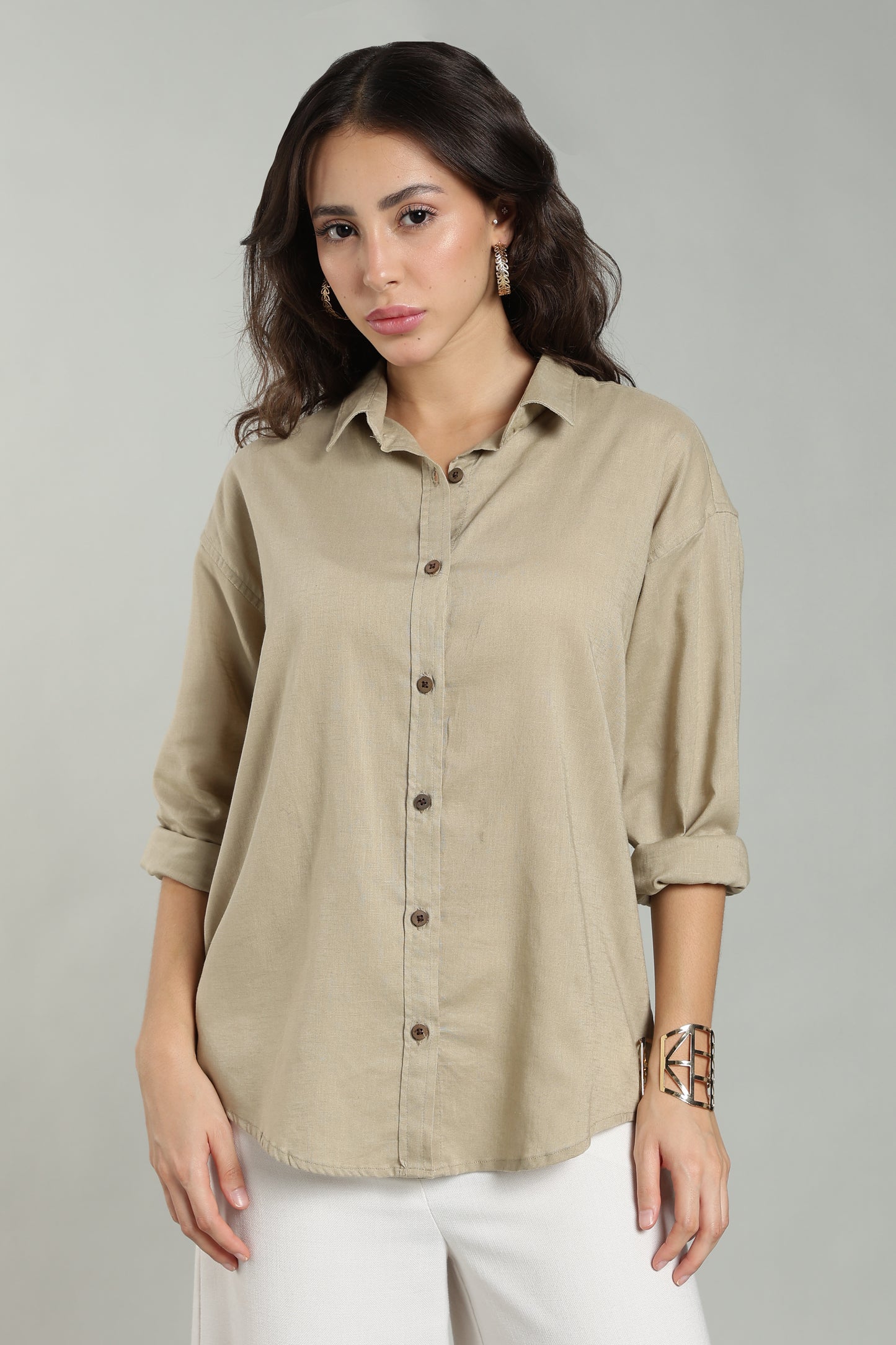 Women’s Beige Linen Shirt