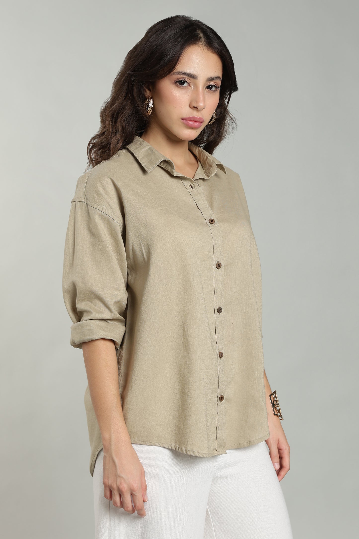 Women’s Beige Linen Shirt