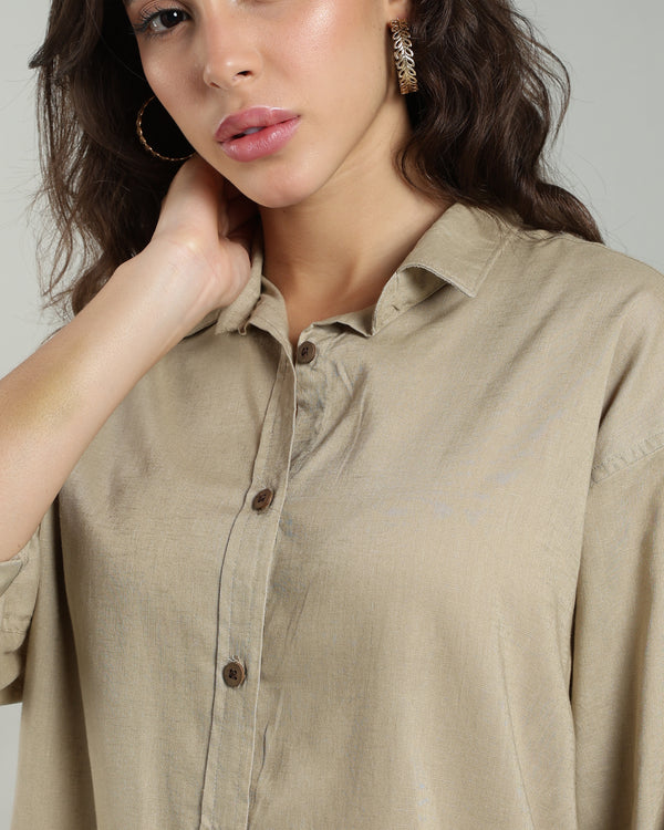 Women’s Beige Linen Shirt
