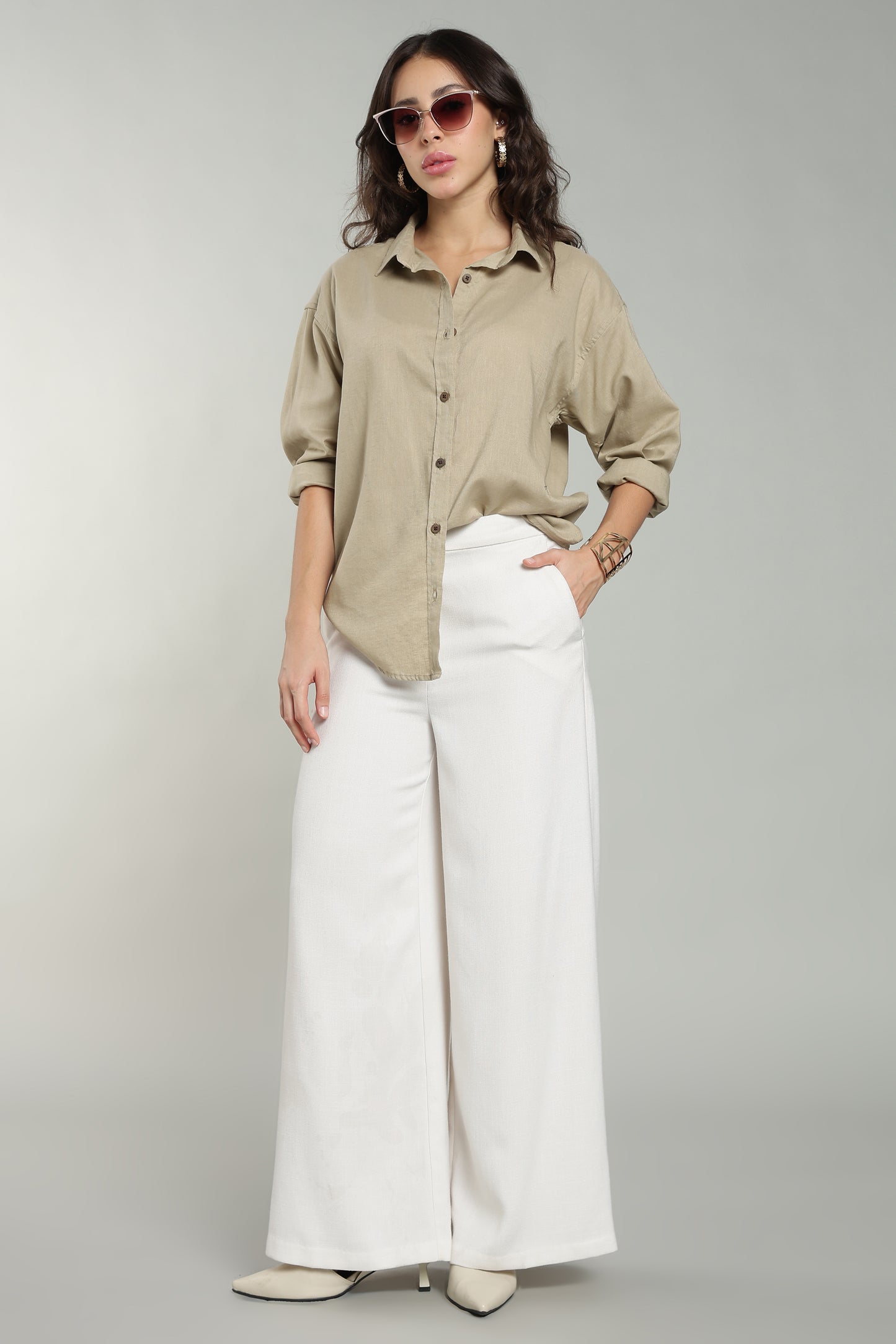 Women’s Beige Linen Shirt