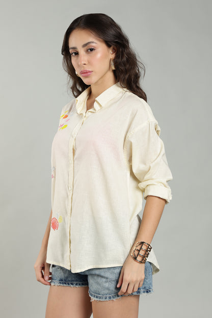Women’s Lemon Embroidered Linen Shirt