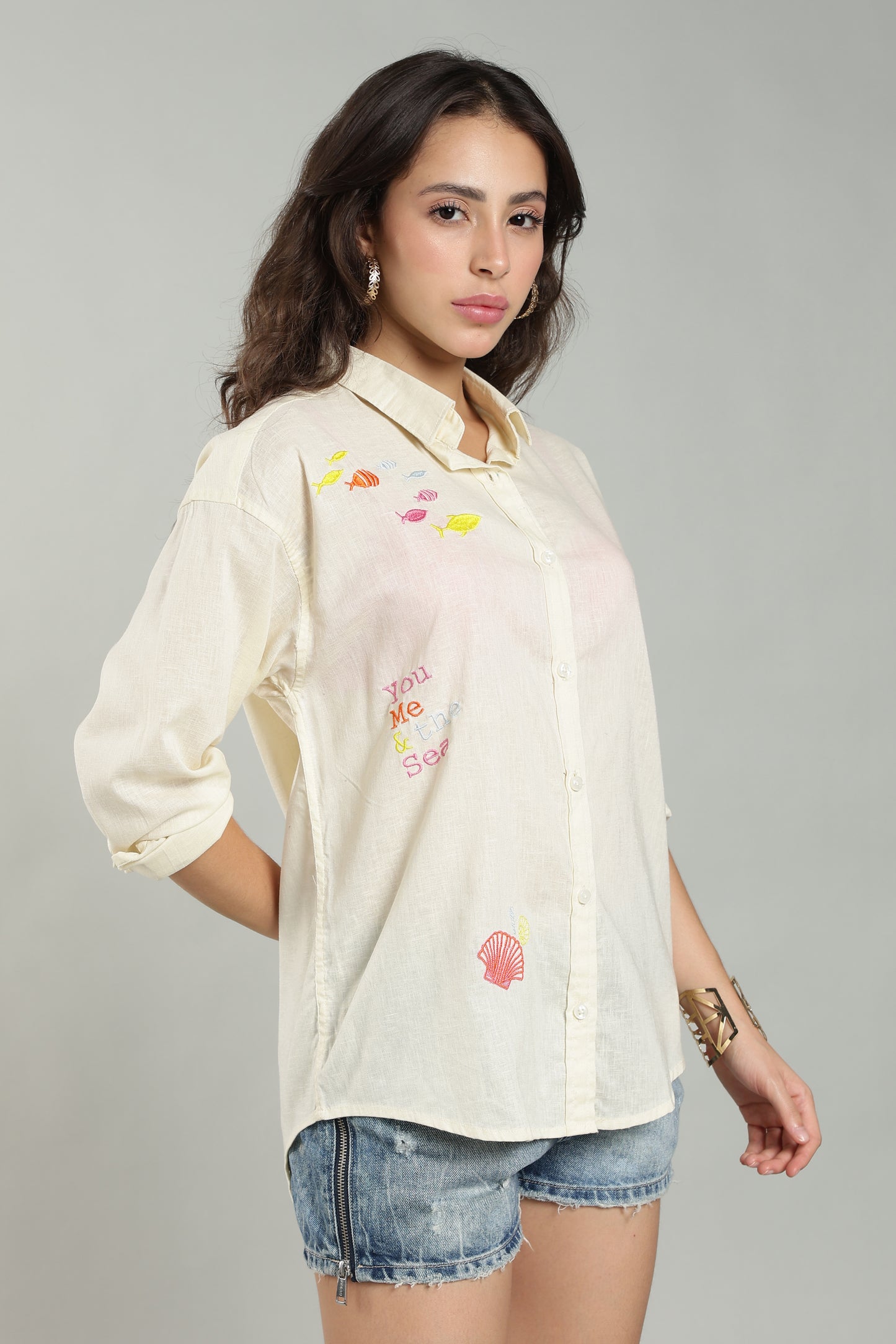 Women’s Lemon Embroidered Linen Shirt