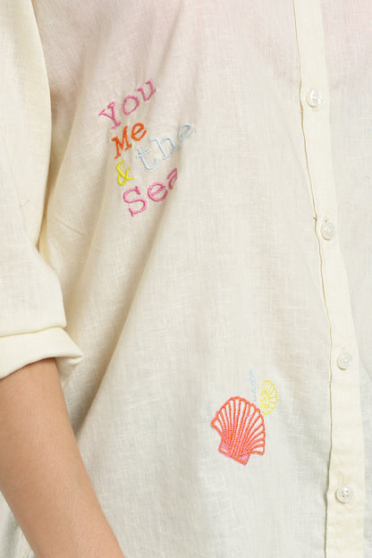 Women’s Lemon Embroidered Linen Shirt