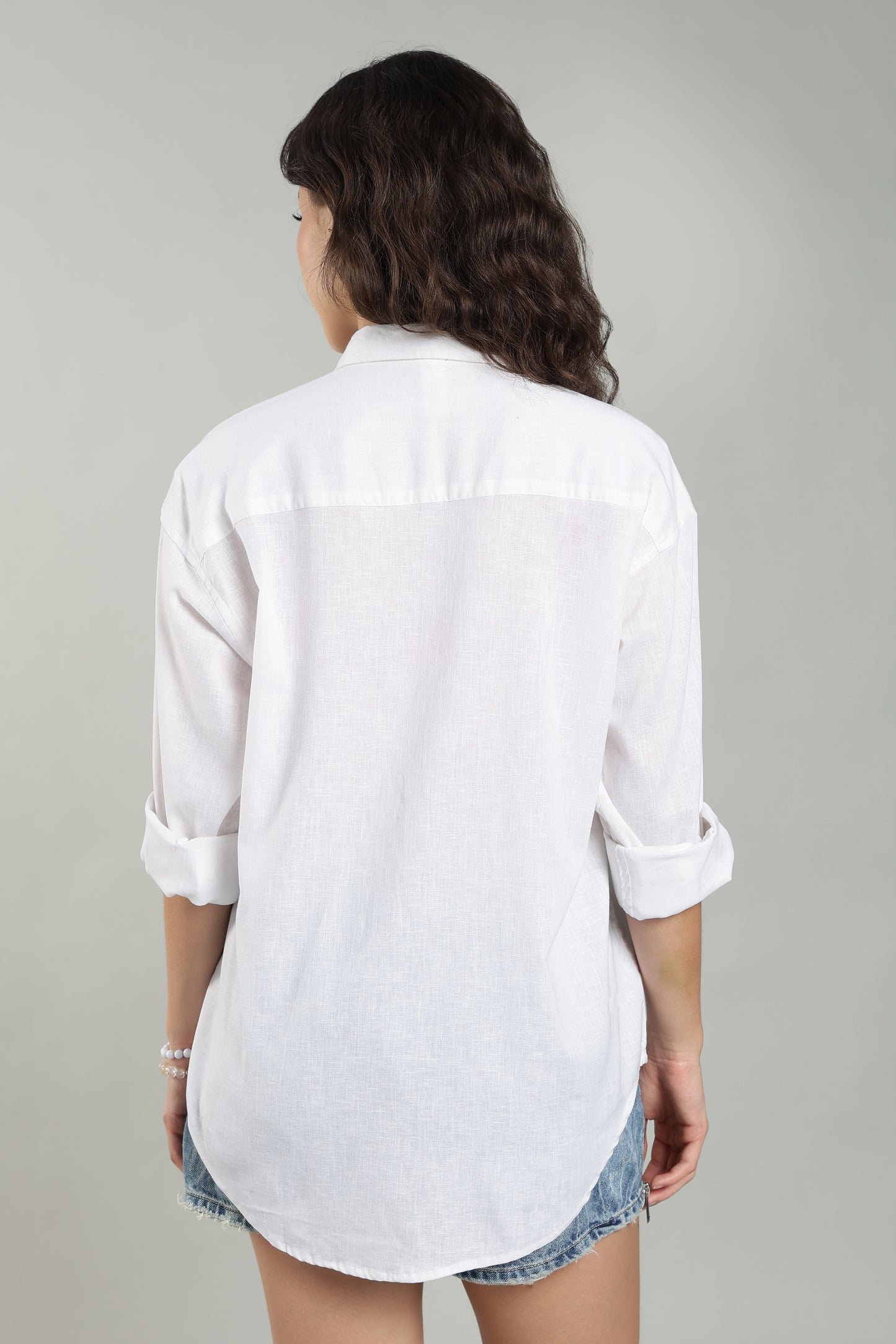 Women’s White Embroidered Linen Shirt