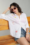 Women’s White Embroidered Linen Shirt
