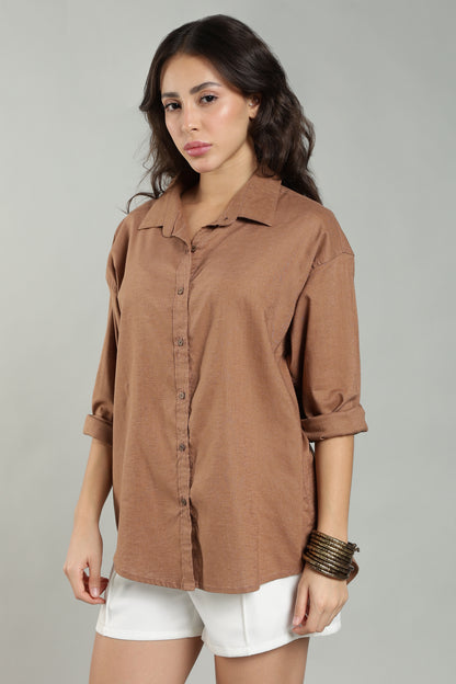 Women’s Rust Linen Shirt