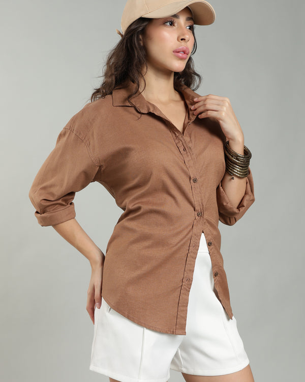 Women’s Rust Linen Shirt