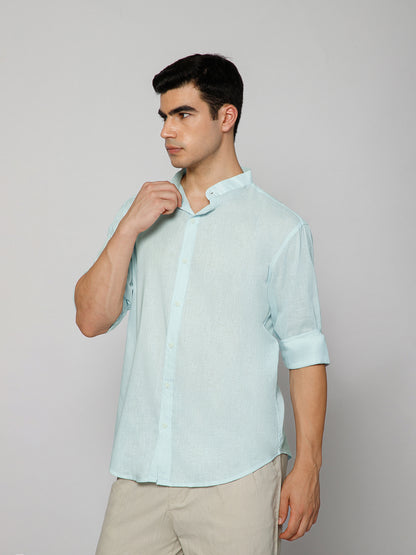 Men’s Sky Blue Mandarian Collar Shirt