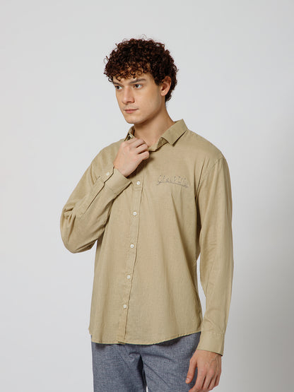 Mykonos Linen Blend Relaxed fit Beige Men's Shirt