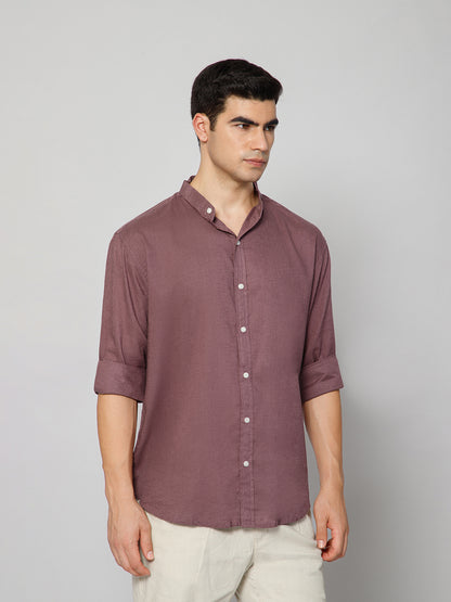 Men’s Purple Mandarian Collar Shirt