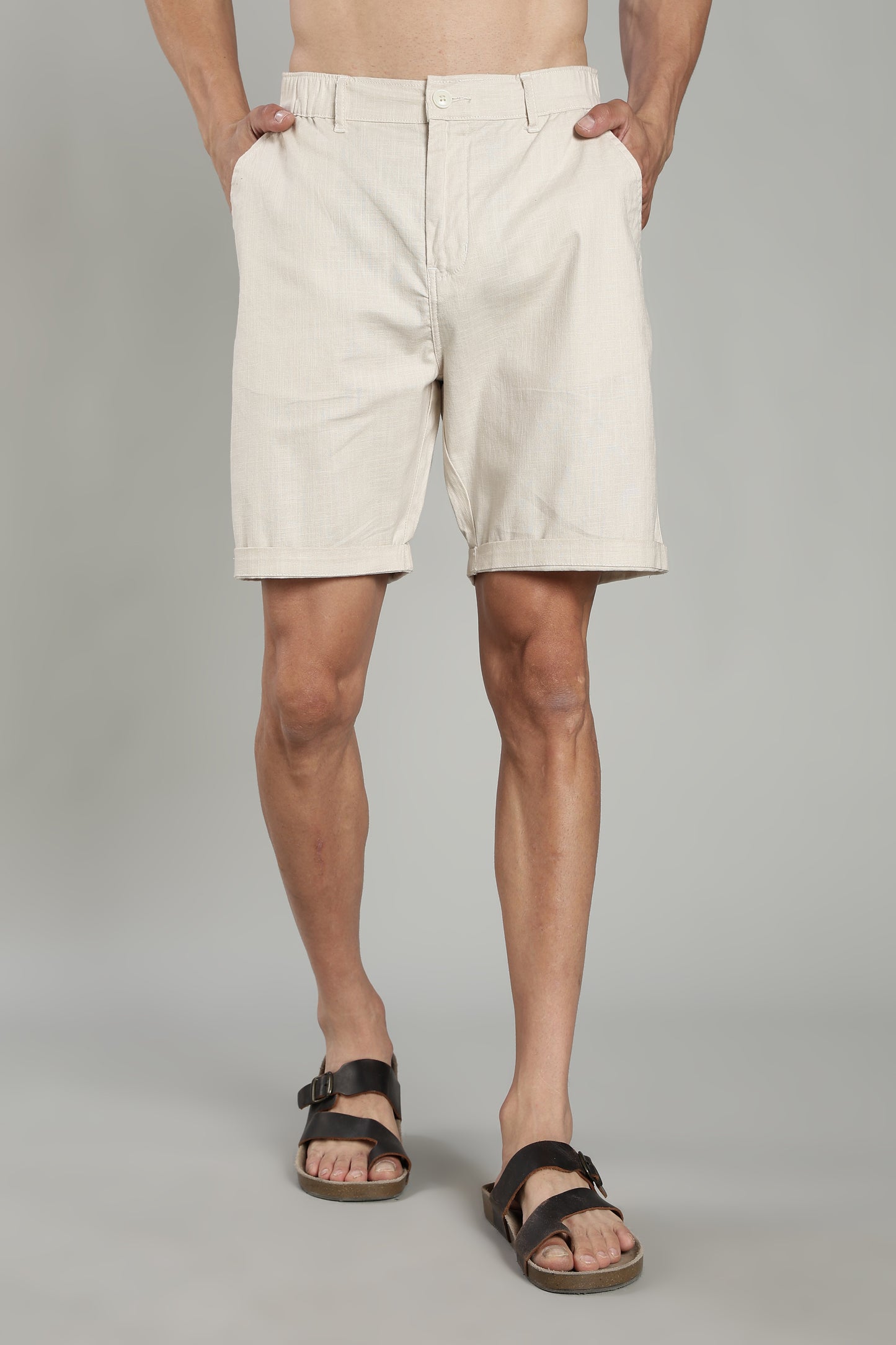 Cotton Linen Off White Shorts