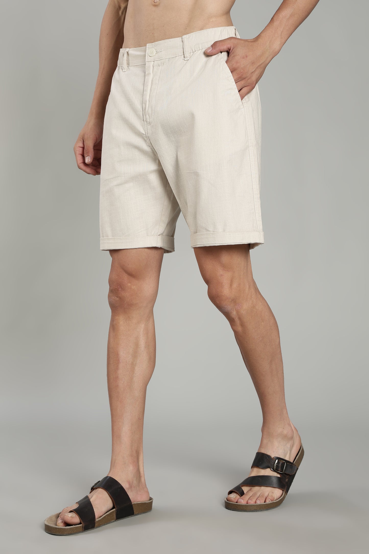 Cotton Linen Off White Shorts