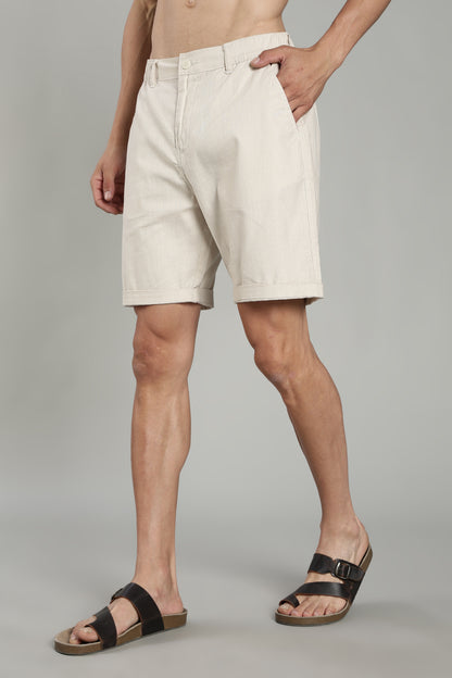 Cotton Linen Off White Shorts