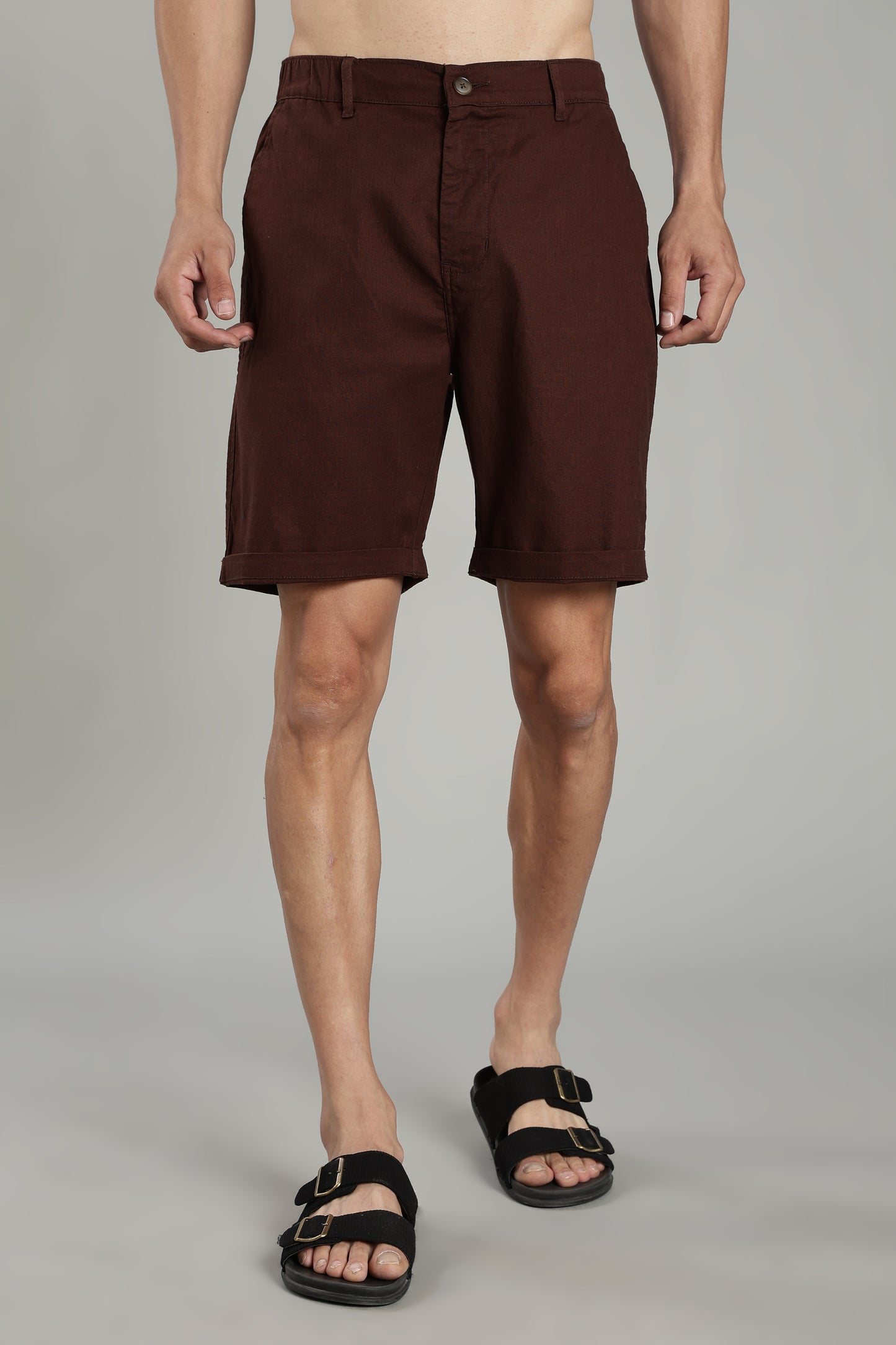 Cotton linen brown shorts