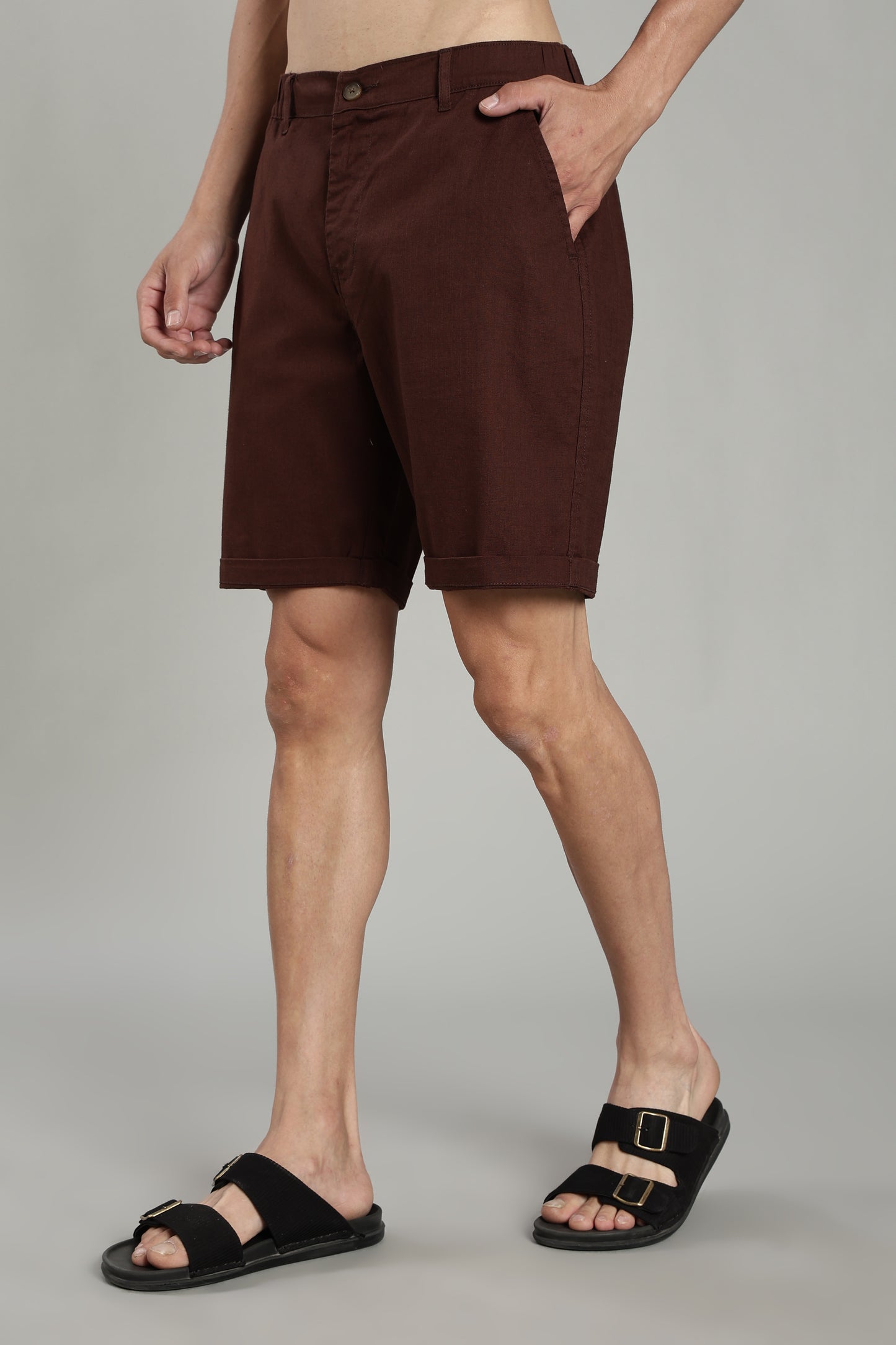Cotton linen brown shorts