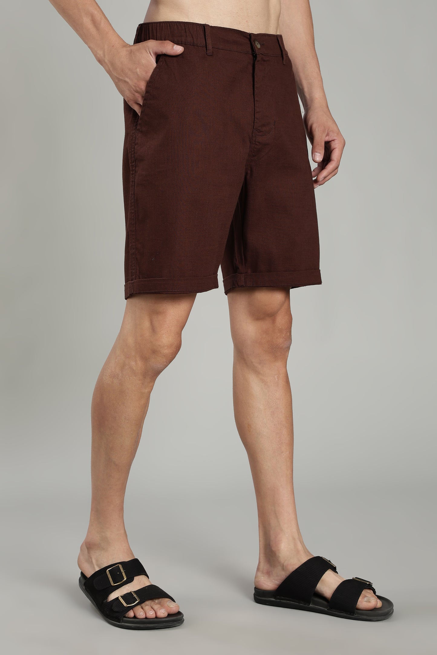 Cotton linen brown shorts