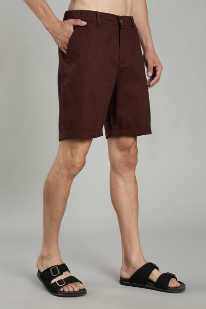Cotton linen brown shorts