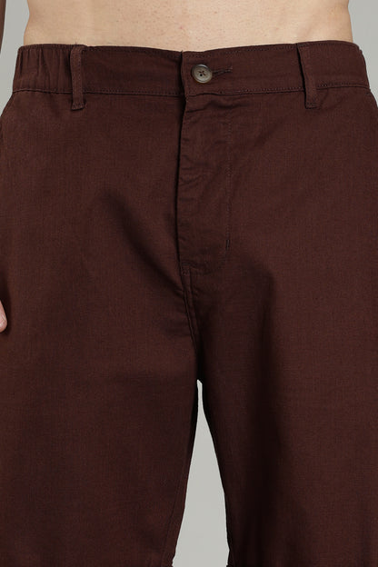 Cotton linen brown shorts