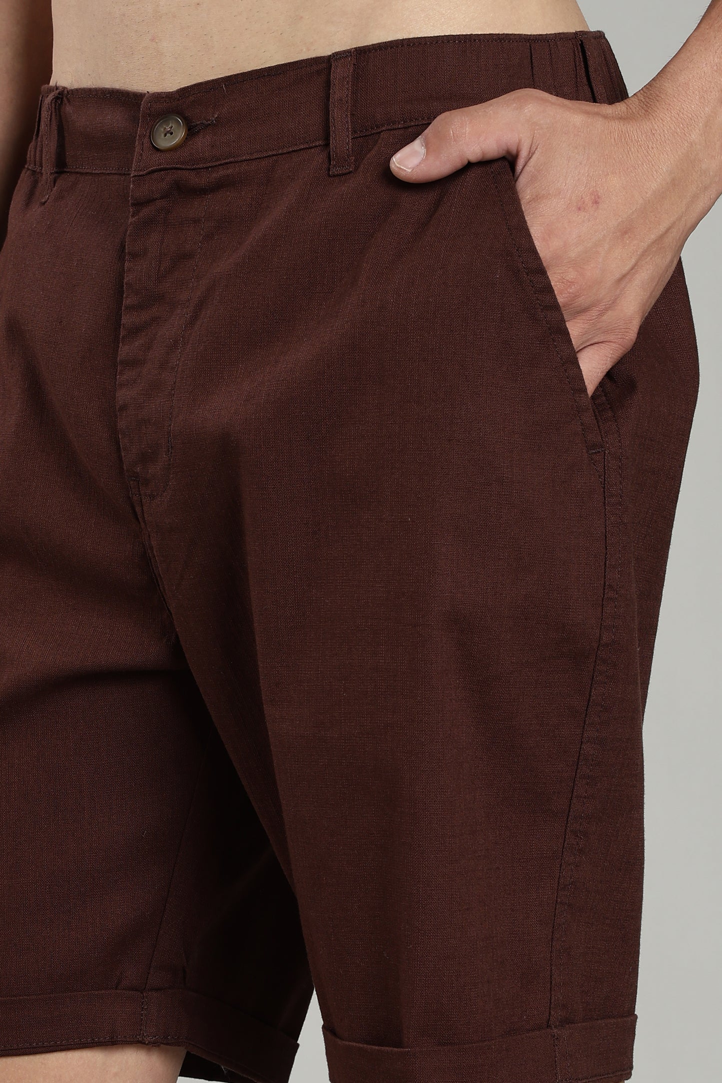 Cotton linen brown shorts