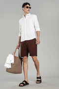 Cotton linen brown shorts