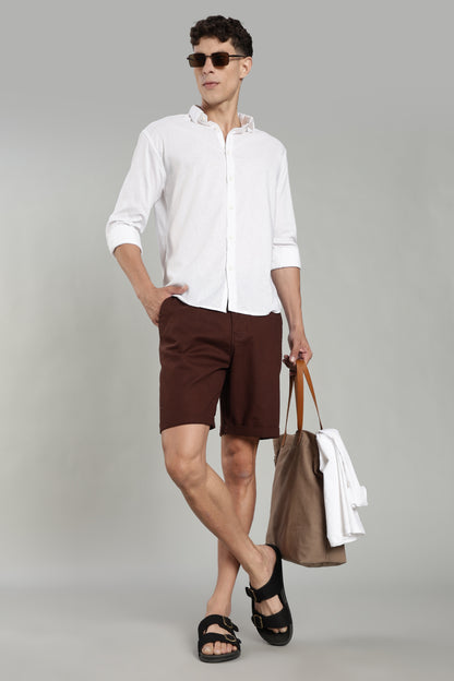 Cotton linen brown shorts