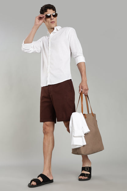 Cotton linen brown shorts