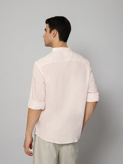 Men’s Pink Mandarian Collar Shirt