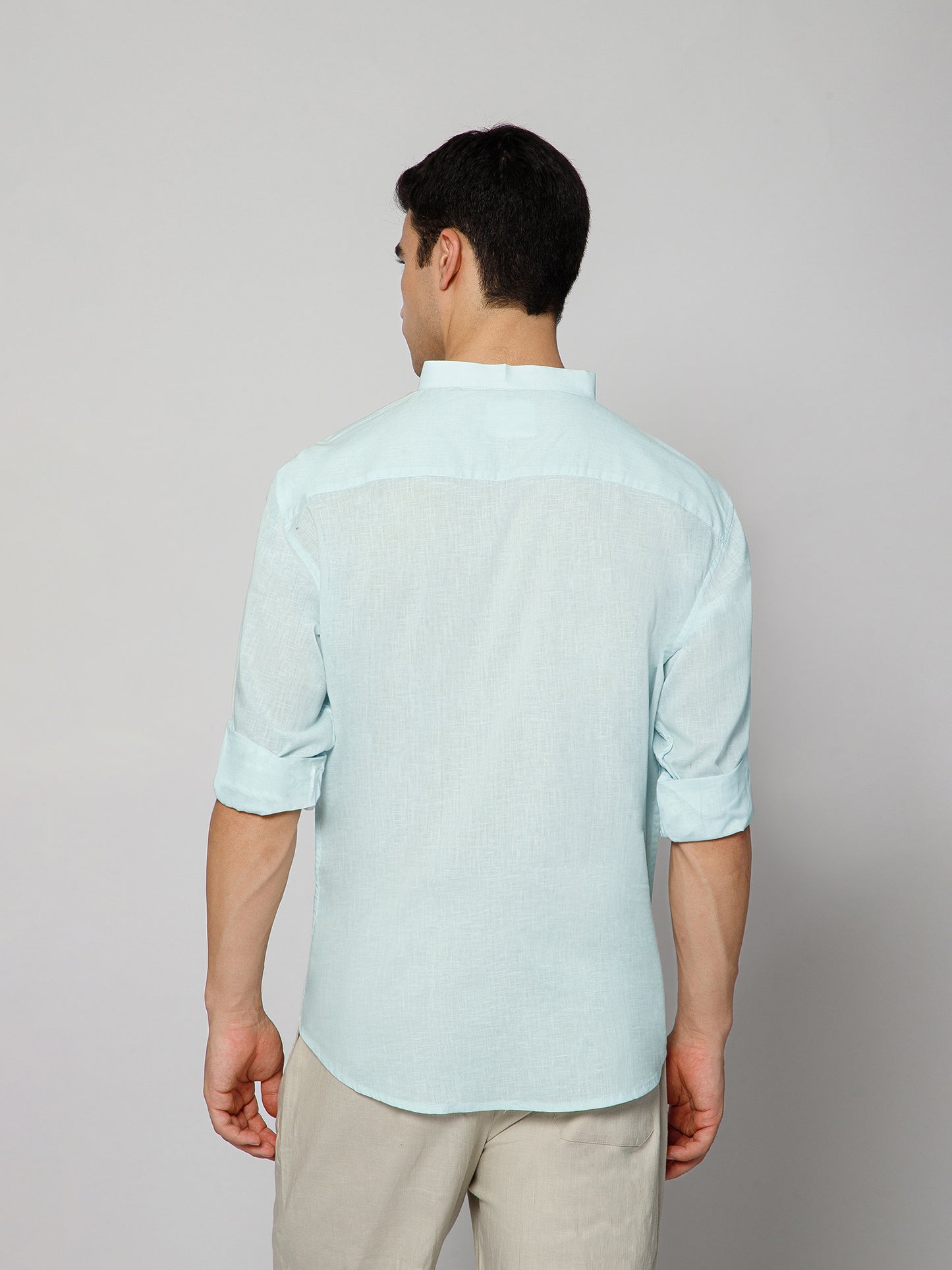 Men’s Sky Blue Mandarian Collar Shirt