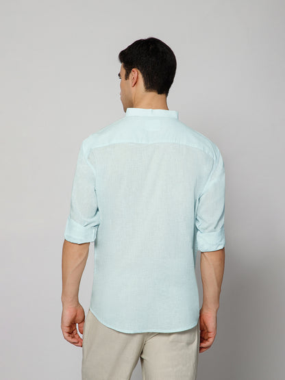 Men’s Sky Blue Mandarian Collar Shirt