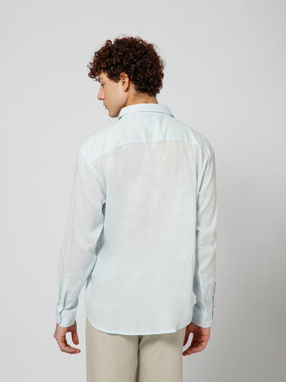 Surfing Linen Blend Relaxed fit Sky Blue Men's Shirt