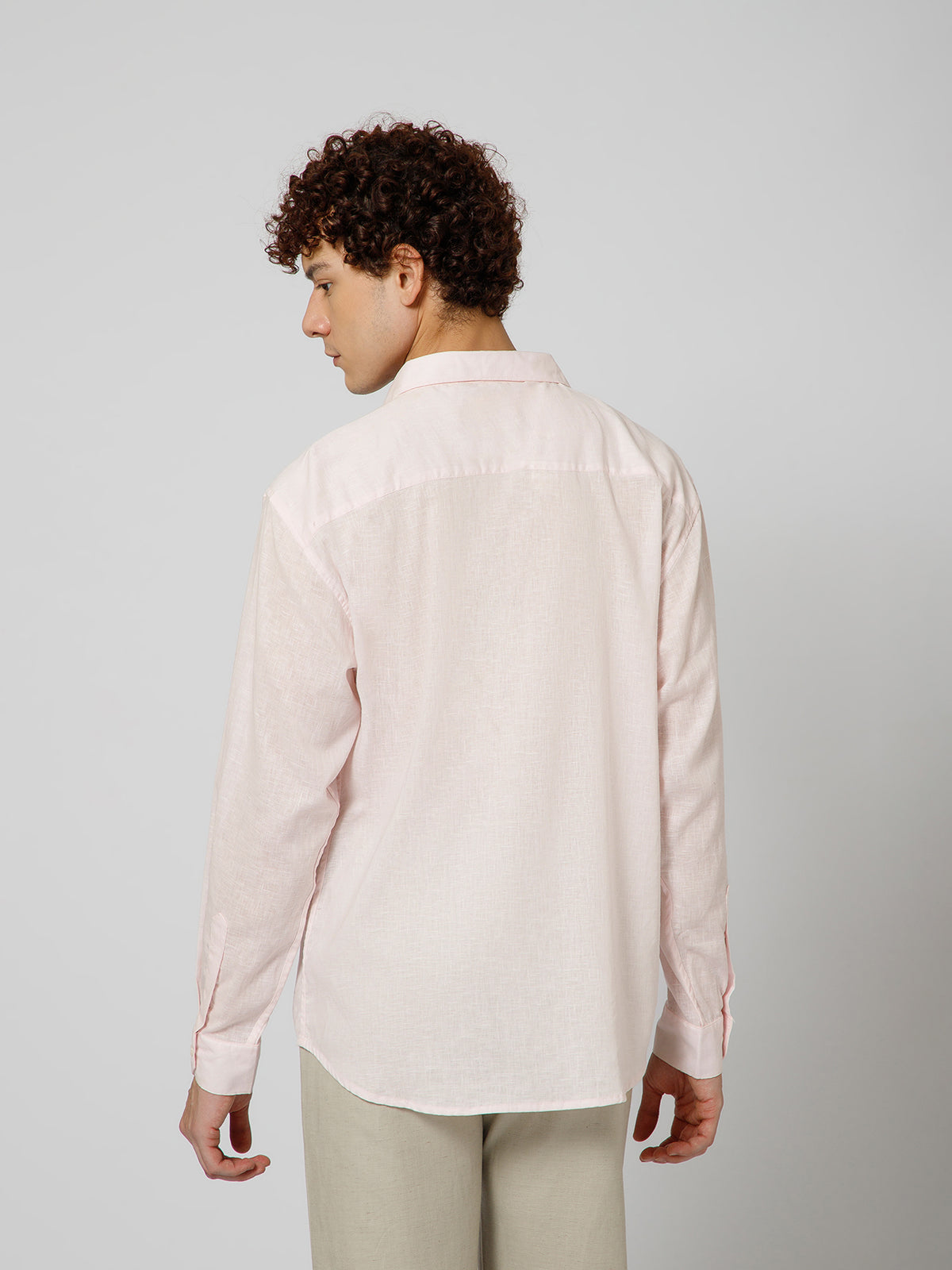 Surfing Linen Blend Relaxed fit Baby Pink  Men's Shirt