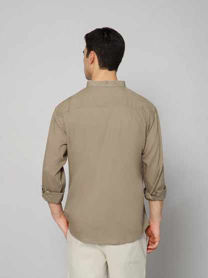 Men’s Khakhi Mandarian Collar Shirt