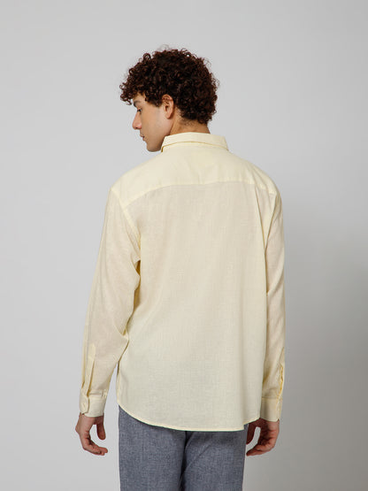 Surfing Linen Blend Relaxed fit Yellow Men's Shirt