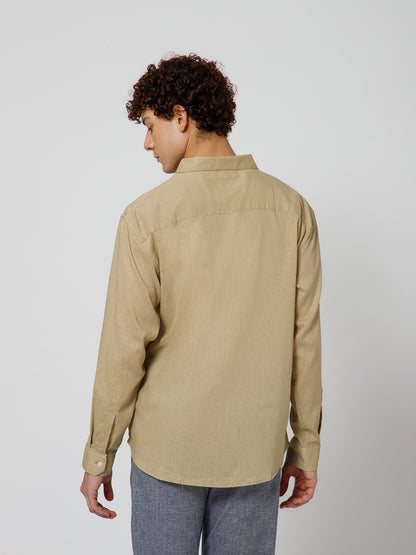 Mykonos Linen Blend Relaxed fit Beige Men's Shirt